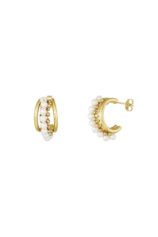 Oorbellen Classy pearls - Goud