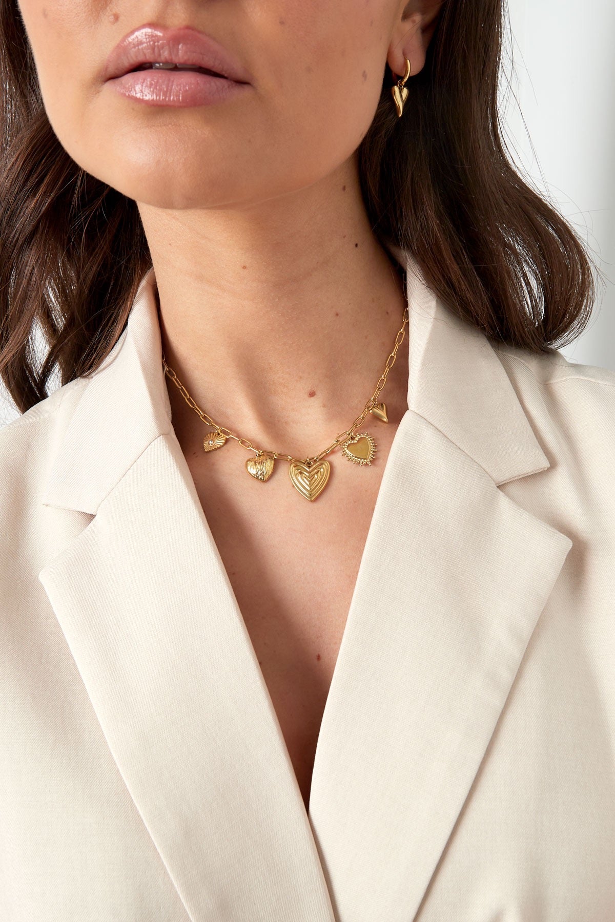 Bedelketting Hearts for the win - Goud